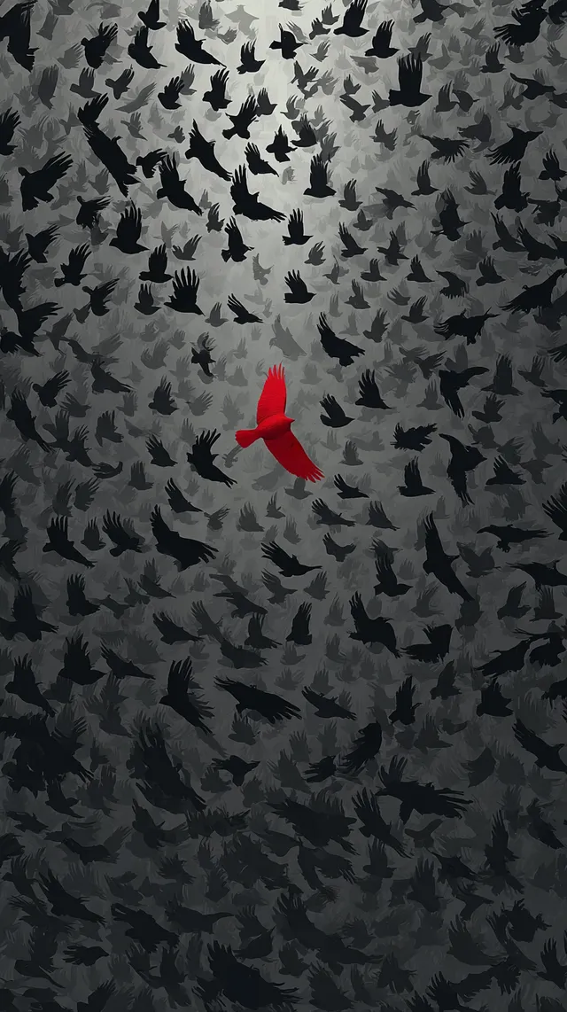 Red Bird Amongst the Flock