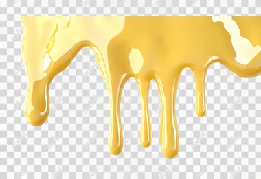 Molten cheese dripping on wall, no shadows, isolated on white background,