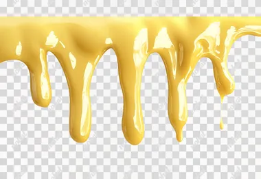 Molten cheese dripping on wall, no shadows, isolated on white background,