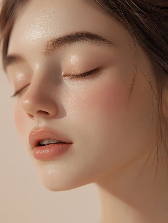 Serene Portrait of a Young Woman with Closed Eyes