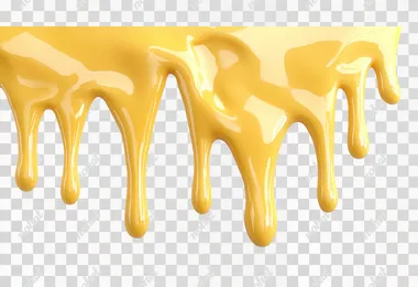 Molten cheese dripping on wall, no shadows, isolated on white background,