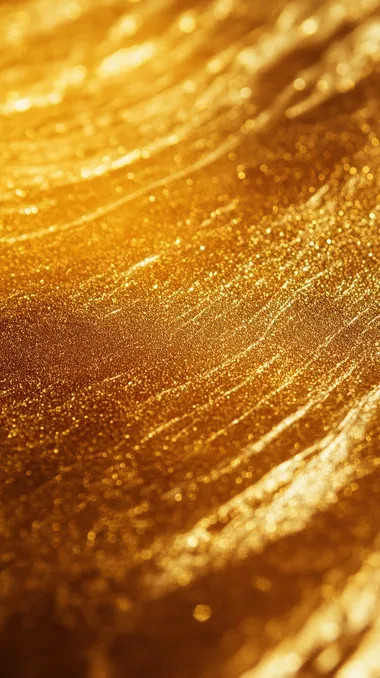 Create a realistic image of a vibrant golden texture resembling a glittering surface, with a rich, warm yellow color scheme. The image should convey a sense of warmth and richness, showcasing the shine and sparkle typical of a gold material.