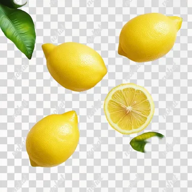 photo of one single lemon on white background