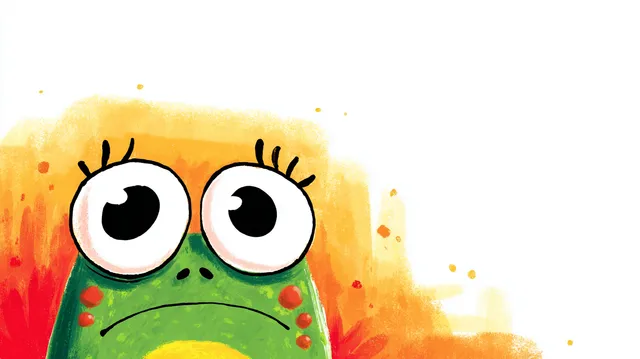 Surprised Cute Frog on White Background