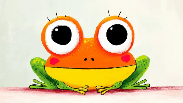 Shocked Cute Frog on White Background