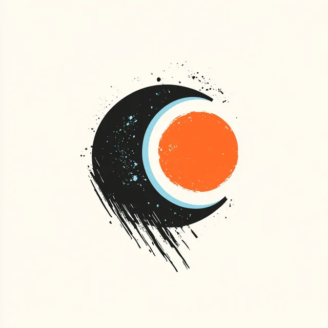 Abstract Minimalist Yin and Yang Logo in Light Blue and Orange