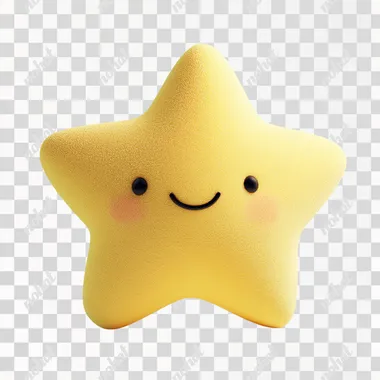 A lovely yellow star, has hands and feet, full body, cute, plush texture, Light blush, simple details, icon design, 3D rendering, studio Lighting, long main wood blanket material style, white clean background