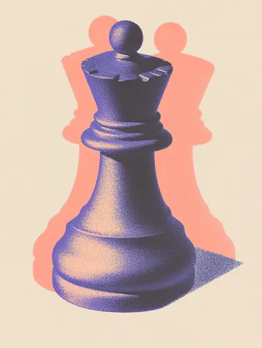 Halftone Illustration. chess figure. grainy. purple and neon green colors   rofile yn6o13g