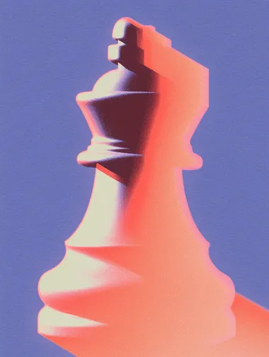 Halftone Illustration. chess figure. grainy. purple and neon green colors   rofile yn6o13g