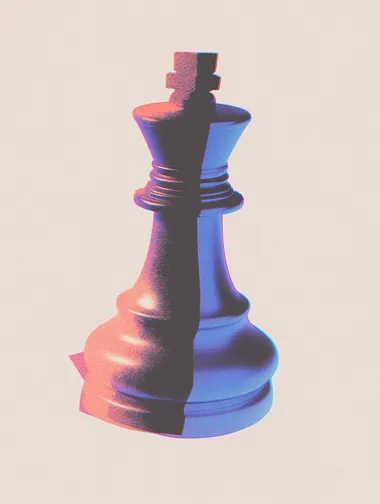 Halftone Illustration. chess figure. grainy. purple and neon green colors   rofile yn6o13g
