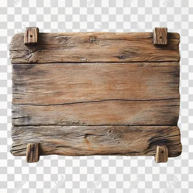 blank wooden sign, white background