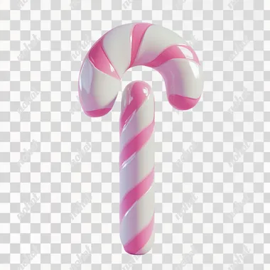 isolated 3D cute peppermint candy cane, plain white background, cartoon style --s 120