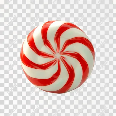 isolated 3D cute peppermint candy cane, plain white background, cartoon style --s 120