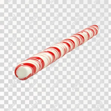 isolated 3D cute peppermint candy cane, plain white background, cartoon style --s 120