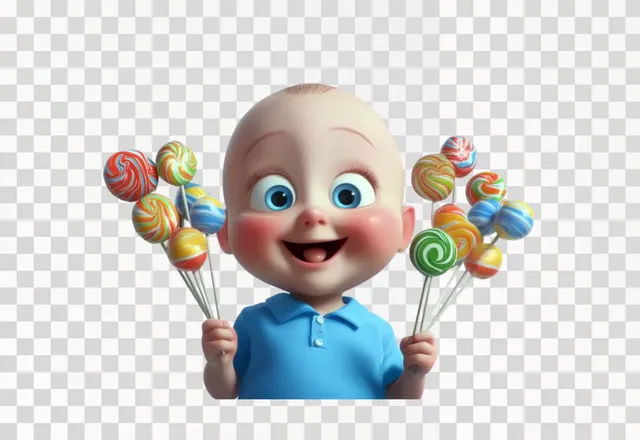 Joyful Baby with Lollipops: A Pixar-Inspired Delight