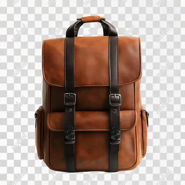 brown classic backpack, modern design, from a well-known company, subject photography , white background, isolate