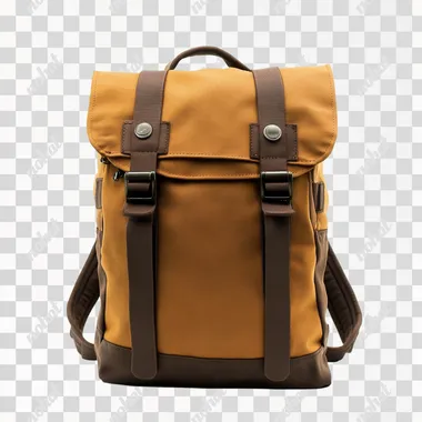 brown classic backpack, modern design, from a well-known company, subject photography , white background, isolate