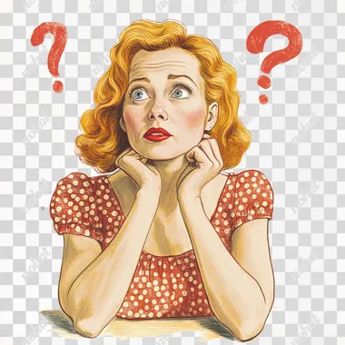 a 40 something woman pondering a question (looking slightly comical)