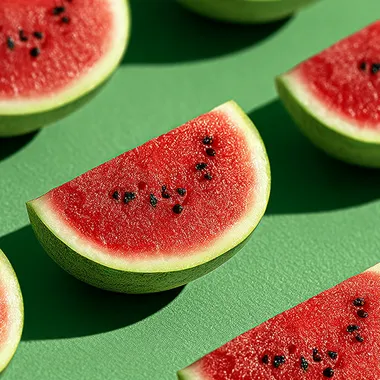 green background, watermelon slices seamless repeating pattern, --s 789