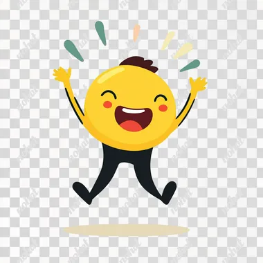 a person's emotion a yellow face : happy, excited, having fun, dancing. Cartoon style, gender neutral
