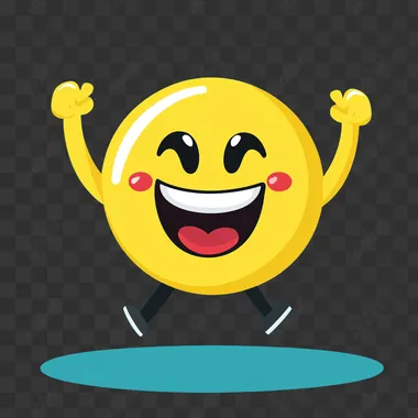 a person's emotion a yellow face : happy, excited, having fun, dancing. Cartoon style, gender neutral