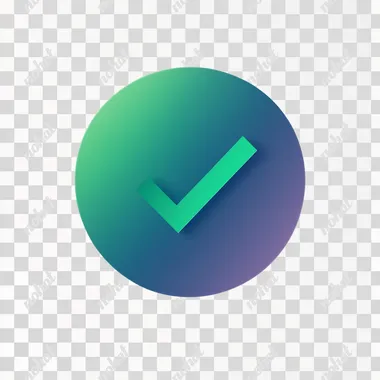 which checkmark inside of a green circle, circle background has slight gradient