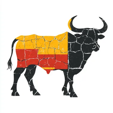 Illustration style Spanish bullfight vector silhouette ceramic tile crack color block white background image --s 250