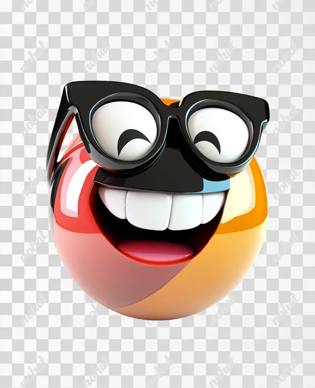 PNG Playful Glossy 8-Ball Character with Retro Glasses