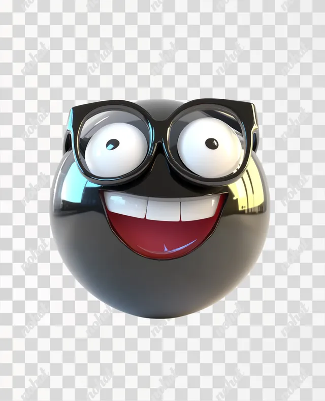 PNG Playful 8-Ball Cartoon Character with Retro Glasses