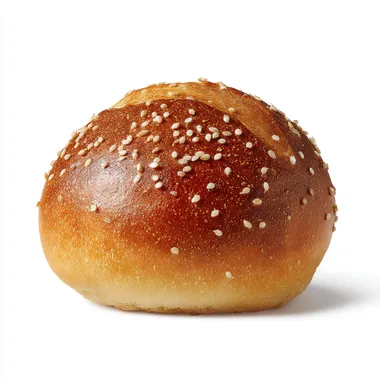 profile front view, kaiserbroetchen, one german bread roll, food photography, isolated, white background
