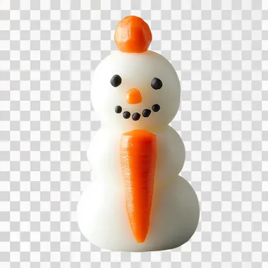 New Year's simple snowman made by using the mold to cut the carrot, white background