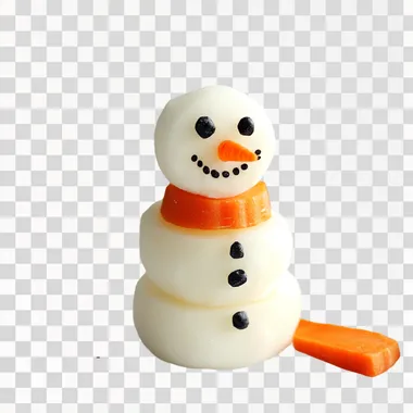 New Year's simple snowman made by using the mold to cut the carrot, white background