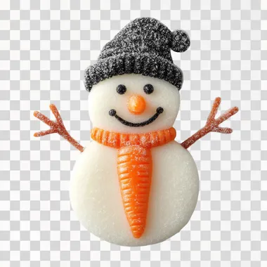 New Year's simple snowman made by using the mold to cut the carrot, white background