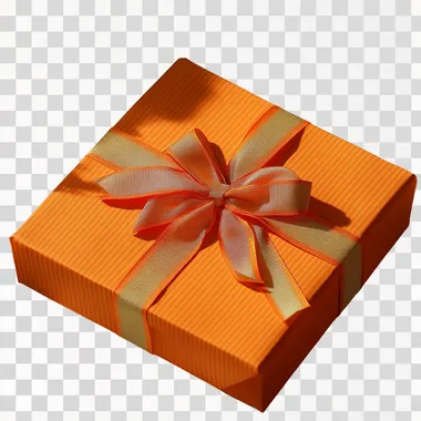 big orange gift box with ribbons