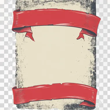 blank decorative lettering band or tape for vintage circus poster, no lettering on it, white solid backround, red ang greyish color palette, high resolution vector illustration, digital art style
