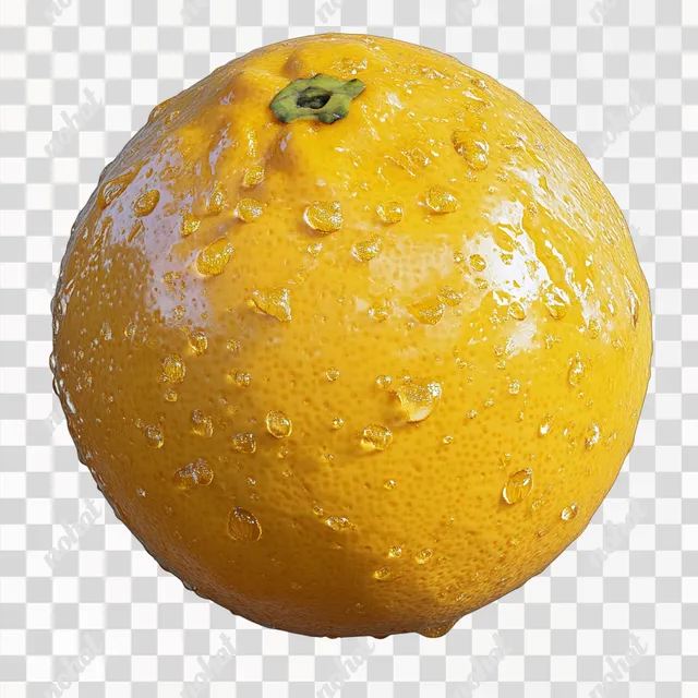 Fresh Yellow Lemon on Transparent Background