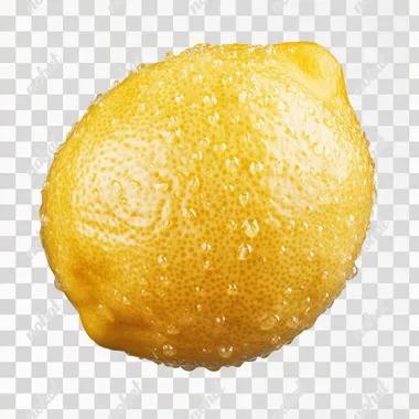a professional png image picture of a clean wet yellow lemon on a transparent background