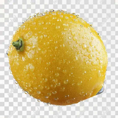 a professional png image picture of a clean wet yellow lemon on a transparent background