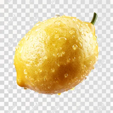 a professional png image picture of a clean wet yellow lemon on a transparent background