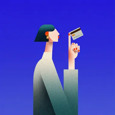 an illustration of a hand holding a credit card rofile z6vhc8n
