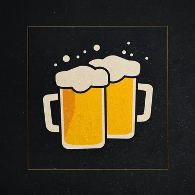 cover for beer restaurant menu, minimalistic, modern, black background, adding yellow and white colors