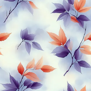Tiny size digital seamless pattern with infinitesimal light purple bamboo leaves on light blue background, soft shadow and distressed stained texture make it attractive. Soft and bright colors.  --s 750