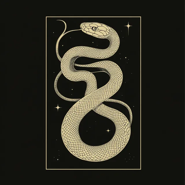 Minimalistic Snake Outline Drawing: Elegant Serpent from Nature's Habitat