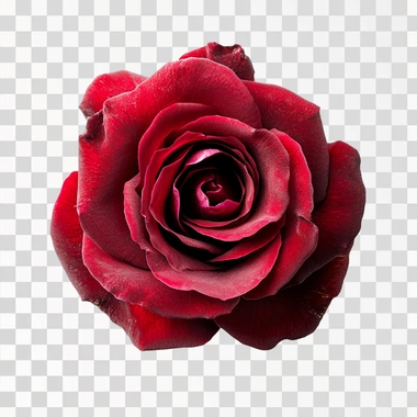 red rose flower on white background, aerial shot