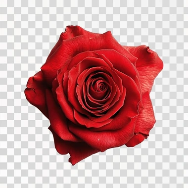 red rose flower on white background, aerial shot