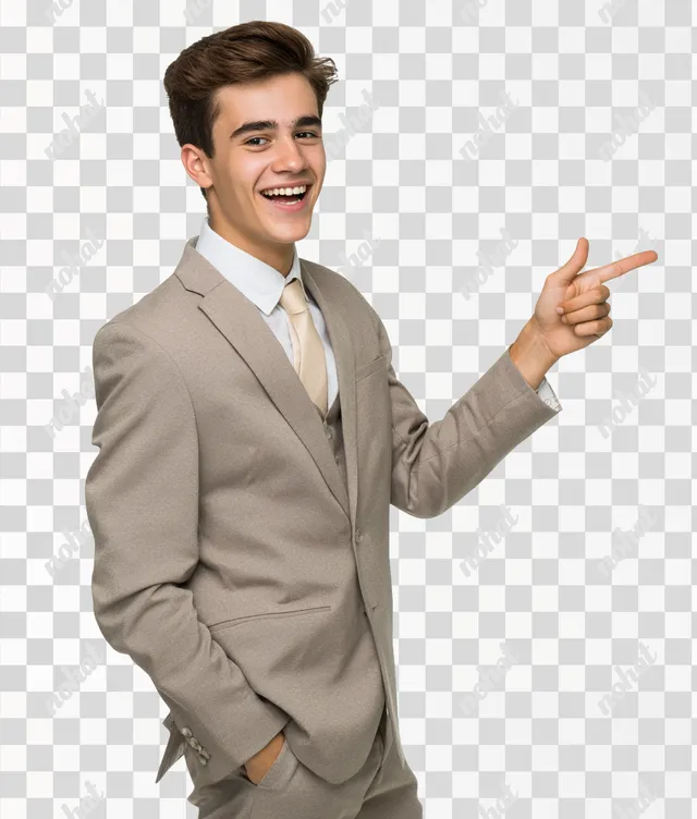 PNG Young Man in Suit Giving a Cheeky Gesture