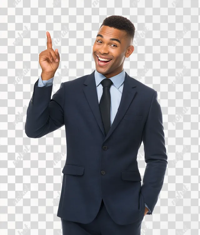 PNG Smiling Young Man in Suit Gesturing with Playful Attitude