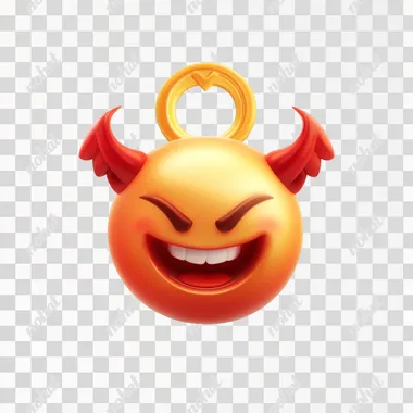 a smiling devil emoji with an angel ring above its head