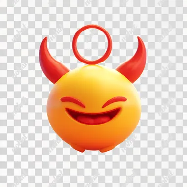 a smiling devil emoji with an angel ring above its head