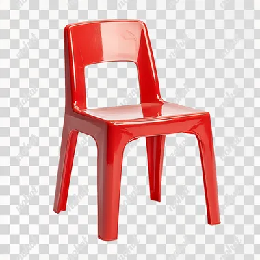 Sturdy plastic red square low stools, stackable chairs for children, suitable for school, dining table, home, office, cafe, or shop. Modern, high chairs in stock, on a white background,c4d